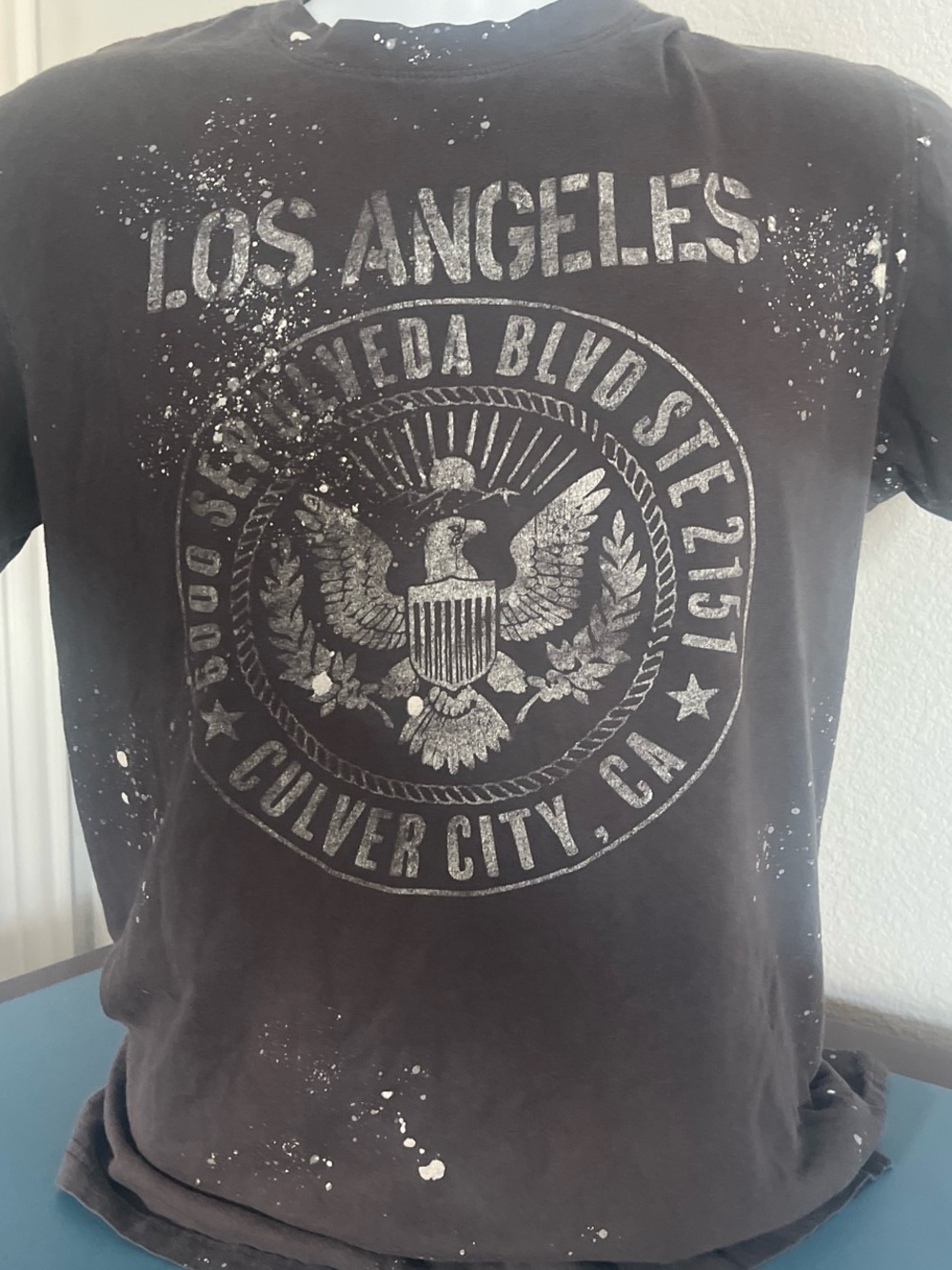 Men Hollister Los Angeles Graphic Black Men's Crewneck T-Shirt